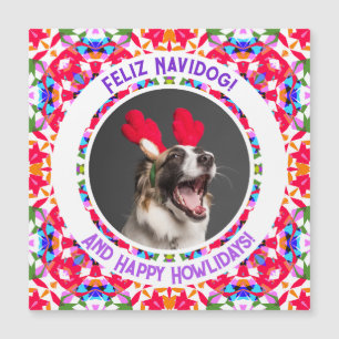 Custom Foto Feliz Navidad Pun Christmas Doppy Welp Magnetkarte