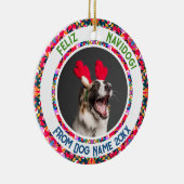 Custom Foto Feliz Navidog Erster Weihnachtsdogpuff Keramik Ornament (Rechts)