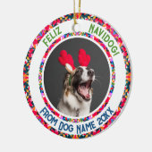 Custom Foto Feliz Navidog Erster Weihnachtsdogpuff Keramik Ornament (Links)