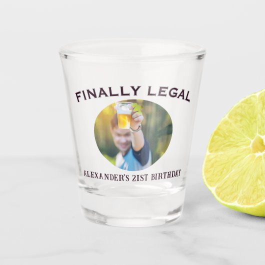 Custom Foto Fett Name Endlich 21. Geburtstag Schnapsglas (Vorderseite)