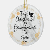 Custom Foto First Christmas als Großeltern 2023 Keramik Ornament (Links)