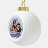 Custom Foto First Christmas Gemeinsam Lila Tone Keramik Kugel-Ornament (Rechts)