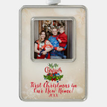 Custom Foto First Christmas in New Zuhause Ornamen