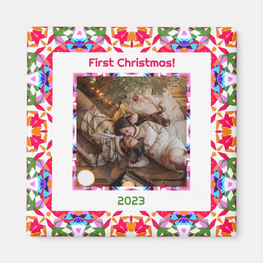 Custom Foto First Christmas New Weds New Zuhause Magnet (Vorne)