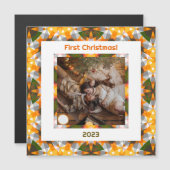Custom Foto First Christmas New Weds New Zuhause Magnetkarte (Vorne/Hinten)