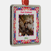 Custom Foto First Christmas New Weds New Zuhause Ornament Aus Metall (Rechts)