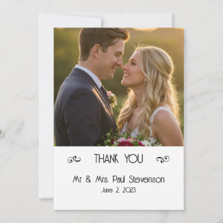 Custom Foto Flat Wedding Dankeschön Card Dankeskarte