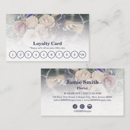 Custom Foto Florist Loyalty Card Treuekarte (Vorne/Hinten)