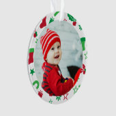 Custom Foto Frame Baby's First Christmas Holiday Ornament (Vorderseite)