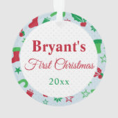Custom Foto Frame Baby's First Christmas Holiday Ornament (Rückseite)