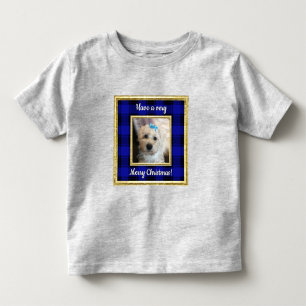 Custom Foto Frame Christmas Blue & Black Kariert Kleinkind T-shirt