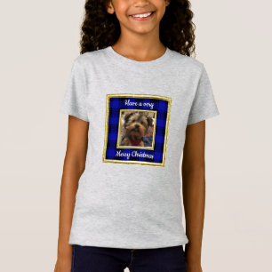 Custom Foto Frame Christmas Blue & Black Kariert T-Shirt