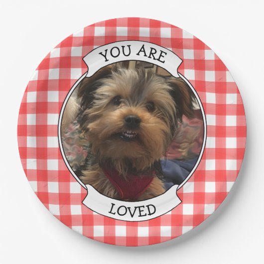 Custom Foto Frame Country Red Buffalo Karo Kariert Pappteller (Vorderseite)