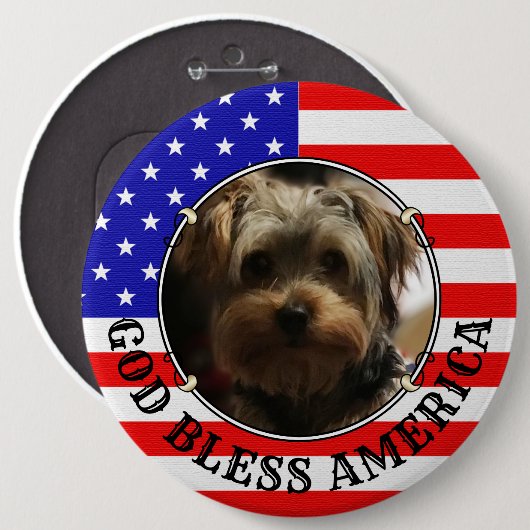 Custom Foto Frame USA American Flag Patriotic Fun Button (Vorne & Hinten)