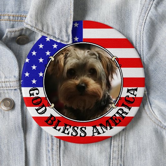 Custom Foto Frame USA American Flag Patriotic Fun Button (Beispiel)
