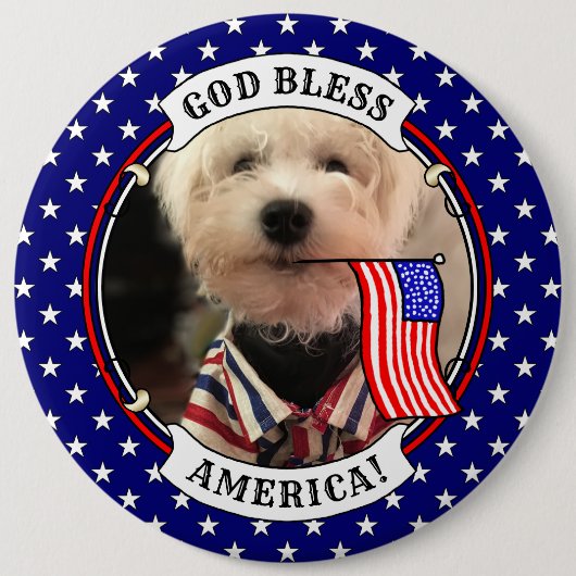 Custom Foto Frame USA American Flag Patriotic Fun Button (Vorderseite)