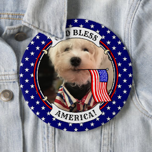 Custom Foto Frame USA American Flag Patriotic Fun Button