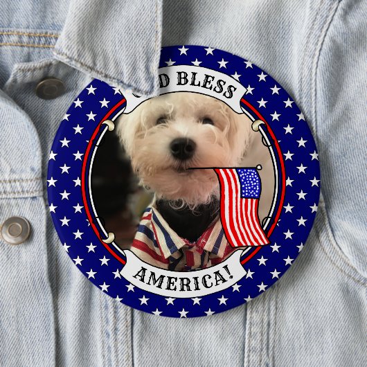 Custom Foto Frame USA American Flag Patriotic Fun Button (Beispiel)