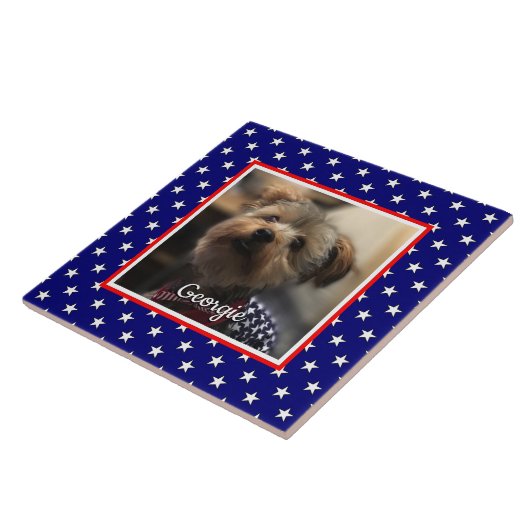 Custom Foto Frame USA American Flag Patriotic Fun Fliese (Seite)