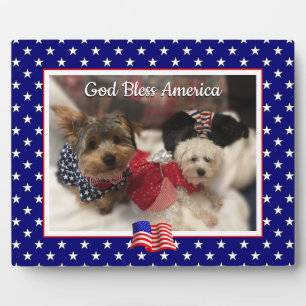 Custom Foto Frame USA American Flag Patriotic Fun Fotoplatte