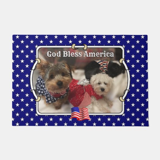Custom Foto Frame USA American Flag Patriotic Fun Fußmatte (Vorderseite)