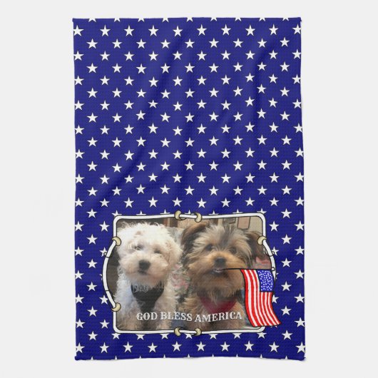 Custom Foto Frame USA American Flag Patriotic Fun Geschirrtuch (Vertikal)