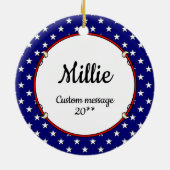 Custom Foto Frame USA American Flag Patriotic Fun Keramik Ornament (Hinten)