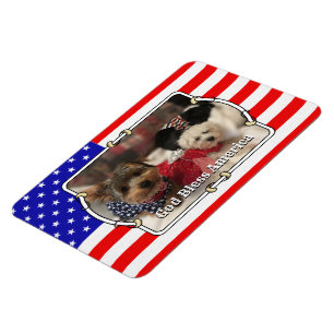 Custom Foto Frame USA American Flag Patriotic Fun Magnet