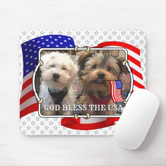 Custom Foto Frame USA American Flag Patriotic Fun Mousepad (Mit Mouse)