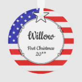 Custom Foto Frame USA American Flag Patriotic Fun Ornament (Rückseite)