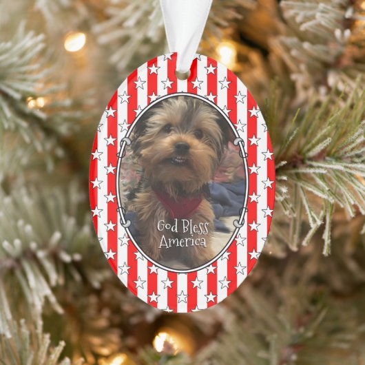 Custom Foto Frame USA American Flag Patriotic Fun Ornament (Baum)