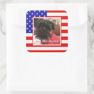 Custom Foto Frame USA American Flag Patriotic Fun Quadratischer Aufkleber