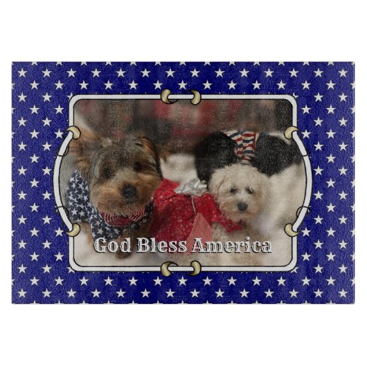 Custom Foto Frame USA American Flag Patriotic Fun Schneidebrett (Vorderseite)