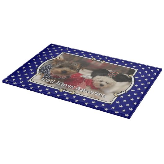 Custom Foto Frame USA American Flag Patriotic Fun Schneidebrett (Ecke)