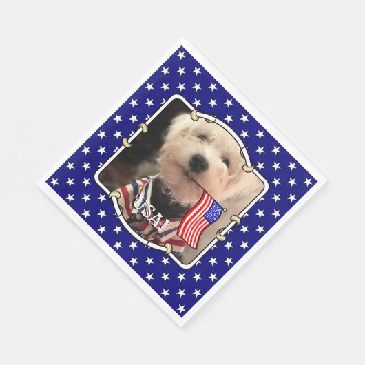 Custom Foto Frame USA American Flag Patriotic Fun Serviette (Ecke)