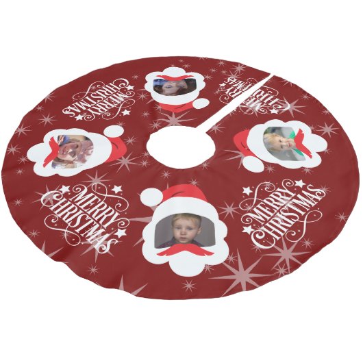 Custom Foto Frohe Weihnachten Polyester Weihnachtsbaumdecke (Schrägansicht)