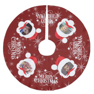 Custom Foto Frohe Weihnachten Polyester Weihnachtsbaumdecke