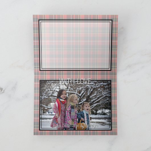 Custom Foto Frohe Weihnachten wünscht Tartan Muste (Innenseite)