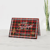 Custom Foto Frohe Weihnachten wünscht Tartan Muste (Vorderseite)