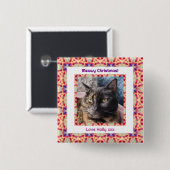 Custom Foto Frohe Weihnachts Jolly Pet Cat Kitten Button (Vorne & Hinten)