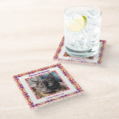 Custom Foto Frohe Weihnachts Jolly Pet Cat Kitten Glasuntersetzer (Schrägansicht)