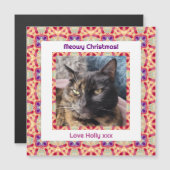 Custom Foto Frohe Weihnachts Jolly Pet Cat Kitten Magnetkarte (Vorne/Hinten)