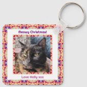 Custom Foto Frohe Weihnachts Jolly Pet Cat Kitten Schlüsselanhänger (Rückseite)