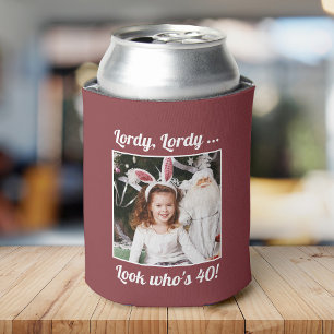 Custom Foto Fun Cool 40. Geburtstag Roter Maroon Dosenkühler