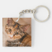 Custom Foto Fun Halloween Cat Hexe Broomstick Schlüsselanhänger (Rückseite)