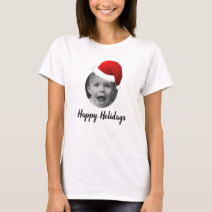 Custom Foto Funny Christmas Weihnachtsmannmütze D T-Shirt