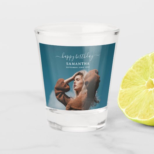 Custom Foto Geburtstagspartei Selfie Picture Schnapsglas (Vorderseite)