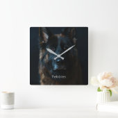Custom Foto German Shepherd Quadratische Wanduhr (Zuhause)
