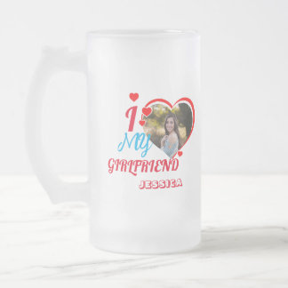Custom Foto Geschenk: "Ich 💗 meine Freundin Jessi Mattglas Bierglas