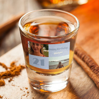 Custom Foto Geschenke für 21 Jahre alt Weiblich Bl Schnapsglas